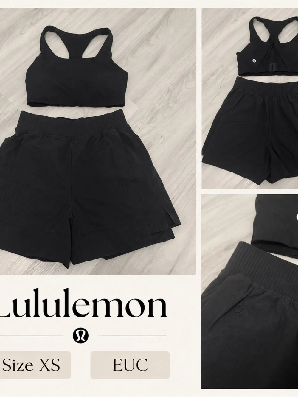 lululemon athletica Women's Black Athletic Shorts with top